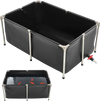 VEVOR Canvas Fish Pond, 126.8 Gal Above Ground Fish Pond, Foldable PVC Koi Tank, Rectangular Goldfish Tank with Stable Frame and Drain Valve, for Aquaculture, Koi Breeding, and Irrigation (Black)