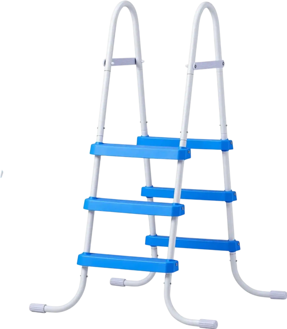 VEVOR Above Ground Pool Ladder, 3-Step Steel A-Frame Swimming Pool Stairs for 36 in High Wall, 300 lbs Capacity Entry/Exit Steps with Secure Non-Slip Sturdy Wide Step, Easy Setup, White & Blue