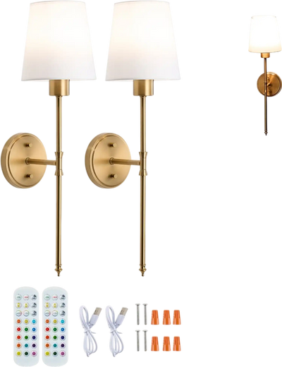 Vevor Wall Sconce Battery Operated Set of 2 Wireless Wall Lights with Remote Control New