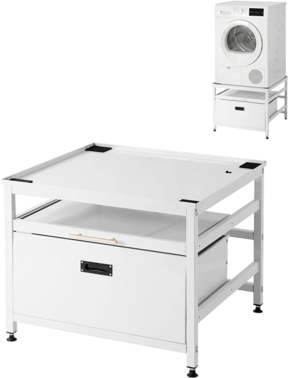 VEVOR Laundry Pedestal, 23 in Height, 29 x 29 in Washer and Dryer Pedestals with Pull-out Tray and Storage Space, 700 lbs Load Capacity, Non-Slip Feet Washing Machine Stand Universal Fit, White