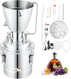VEVOR Water Alcohol Distiller, 8 Gal/30 L, 304 Stainless Steel Still with 6-Lap Coil & Exhaust Port, Home Distillery Kit with Thermometer Pump, Oxygen-Free Steaming for Purer Whiskey Brandy Essential
