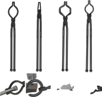 VEVOR Blacksmith Tongs, 18” 4 PCS, V-Bit Bolt Tongs, Wolf Jaw Tongs, Z V-Bit Tongs and Gripping Tongs, Carbon Steel Forge Tongs with A3 Steel Rivets, for Beginner and Seasoned Blacksmiths, Bladesmiths