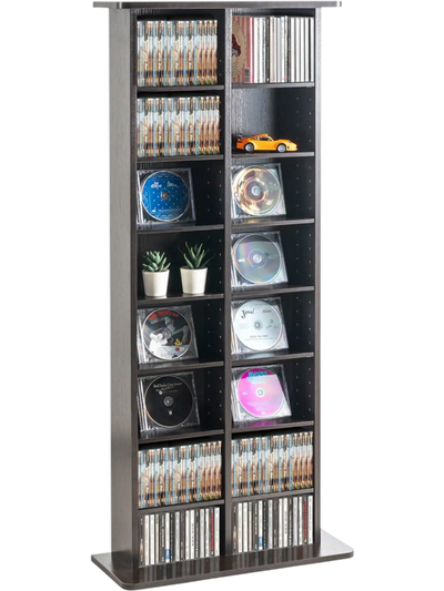 Vevor Media Storage Cabinet Adjustable 8-Layer 16-Compartment Espresso New