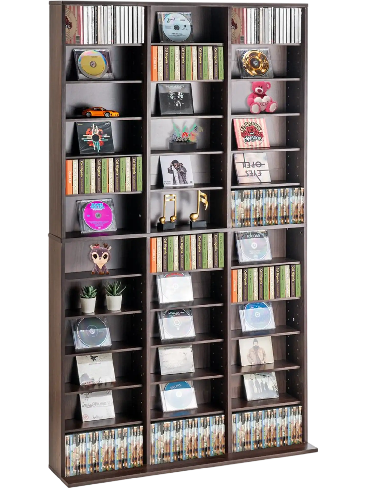 Vevor DVD Cabinet Adjustable Media Storage Cabinet Espresso 36 Compartments New