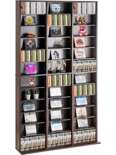 Vevor DVD Cabinet Adjustable Media Storage Cabinet Espresso 36 Compartments New