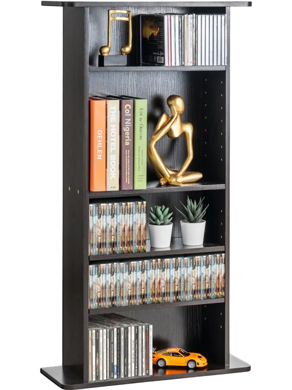 VEVOR Media Storage Cabinet, 5-layer DVD Shelf Holds up to 240 CDs, Adjustable CD Shelves, Protects & Organizes Music, Movie, Video Games or Memorabilia Collections, Espresso