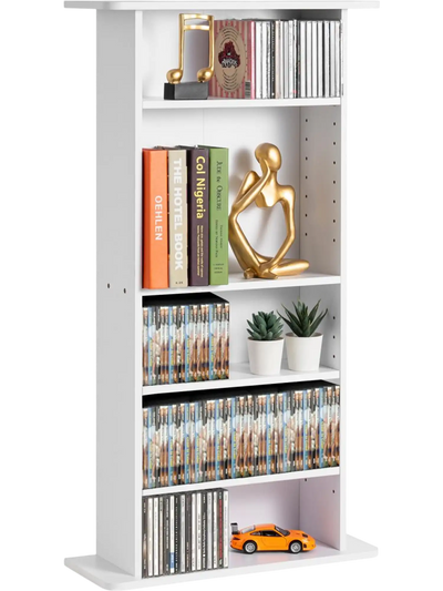 Vevor Media Storage Cabinet Adjustable 5-Layer DVD Shelf White New