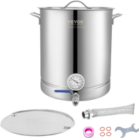 VEVOR Stainless Steel Kettle, 16 GALLON Brewing Pot, Tri Ply Bottom for Beer, Brew Kettle Pot, Home Brewing Supplies Includes Lid, Handle, Thermometer, Ball Valve Spigot, Filter, Filter Tray