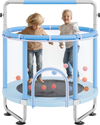 VEVOR 55" Kids Trampoline, 4.6FT Indoor Outdoor Trampoline, Mini Toddler Recreational Trampolinewith Safety Enclosure Net and Basketball Hoop, Birthday Gifts Christmas Toys for 3+ Years Children, Blue