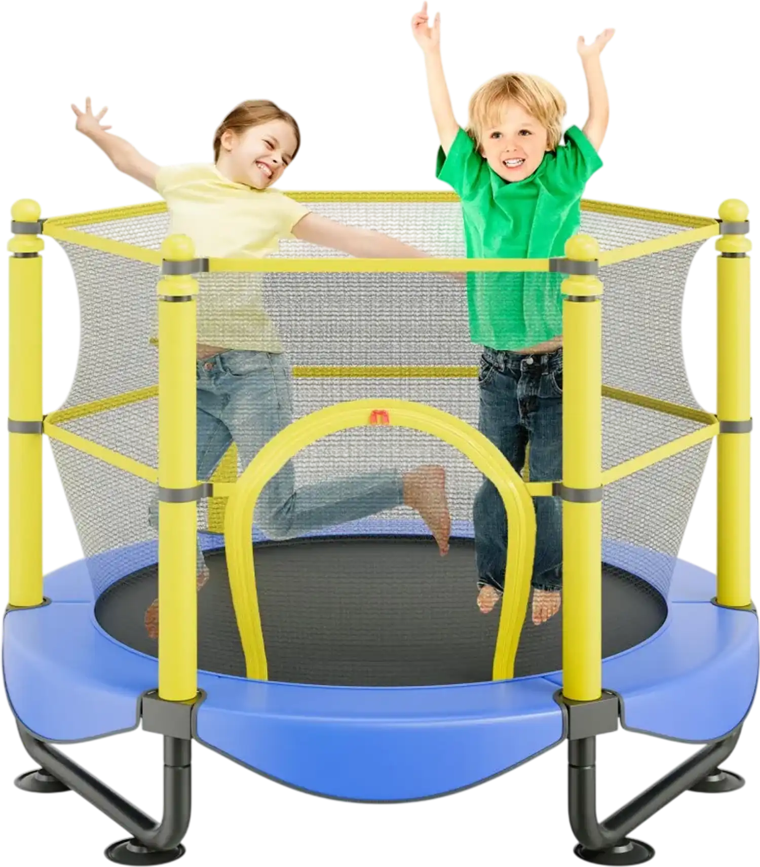 Vevor Trampoline 5' Kids Indoor Outdoor with Safety Enclosure Net Basketball Hoop and Ocean Balls New