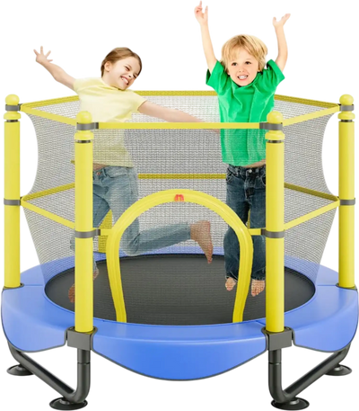 Vevor Trampoline 5' Kids Indoor Outdoor with Safety Enclosure Net Basketball Hoop and Ocean Balls New