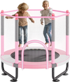 VEVOR 60" Kids Trampoline, 5FT Indoor Outdoor Trampoline, Mini Toddler Recreational Trampolinewith Safety Enclosure Net and Basketball Hoop, Birthday Gifts Christmas Toys for 3+ Years Children, Pink