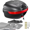 VEVOR Motorcycle Top Case 30L Universal Waterproof PP Motorcycle Tail Case, Detachable Motorbike Top Box with Security Lock & Backrest for Luggage Storage