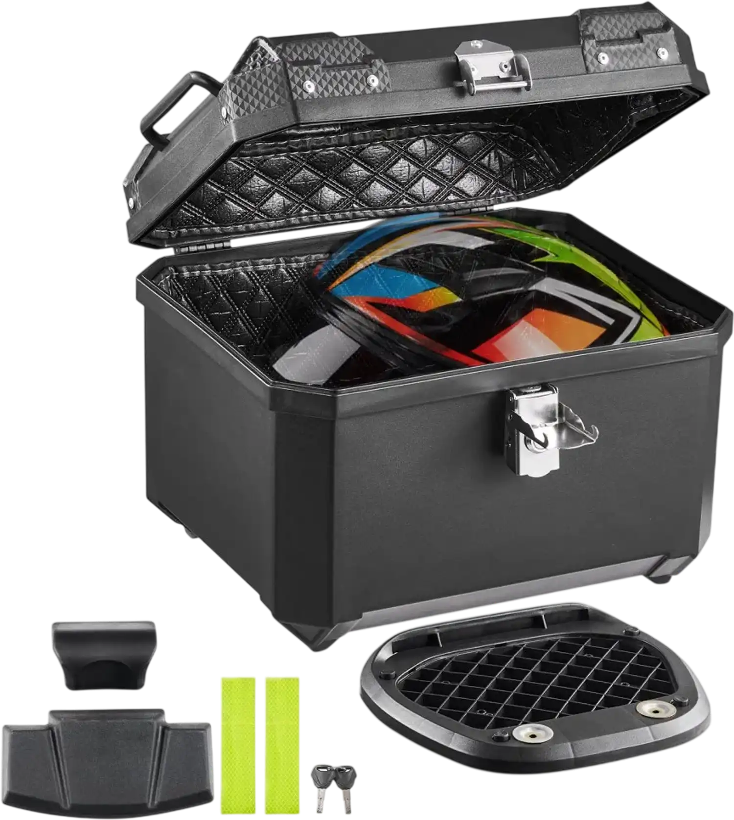 Vevor Motorcycle Top Case 45L Waterproof ABS Tail Box with Security Lock & Leather Liner New