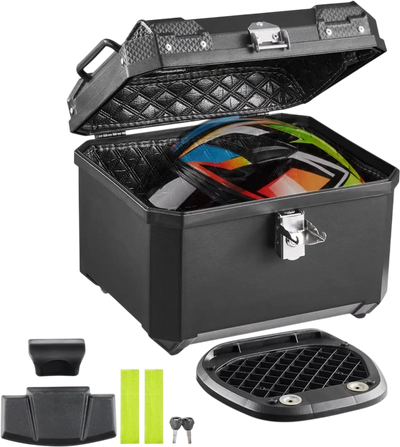 Vevor Motorcycle Top Case 45L Waterproof ABS Tail Box with Security Lock & Leather Liner New