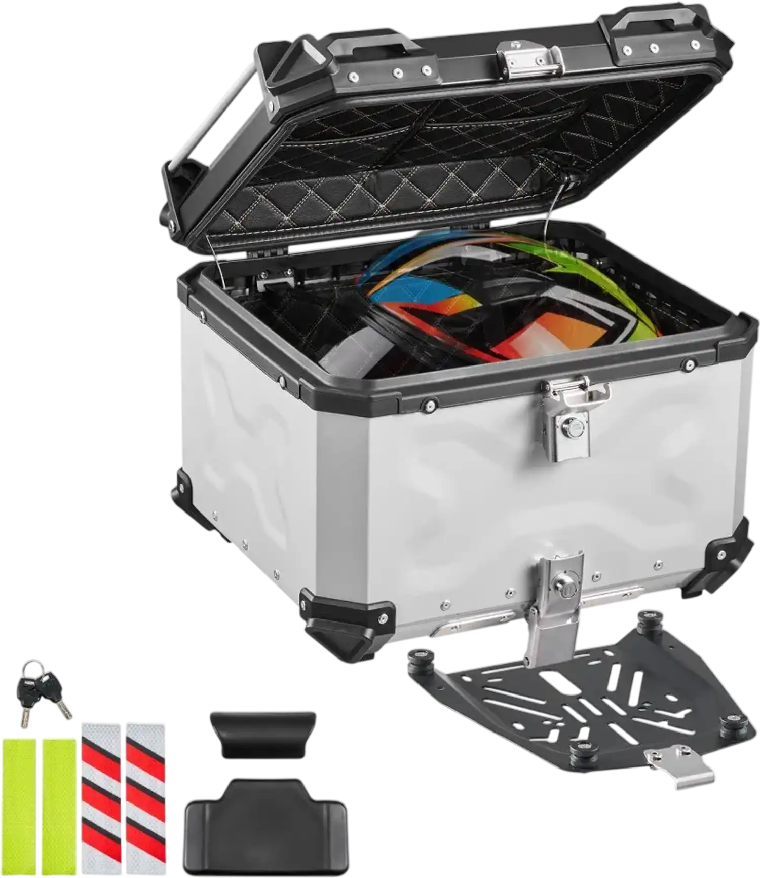 Vevor Motorcycle Top Case 55L Aluminum Waterproof Detachable Tail Box New