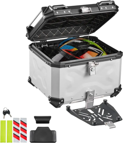 Vevor Motorcycle Top Case 55L Aluminum Waterproof Detachable Tail Box New