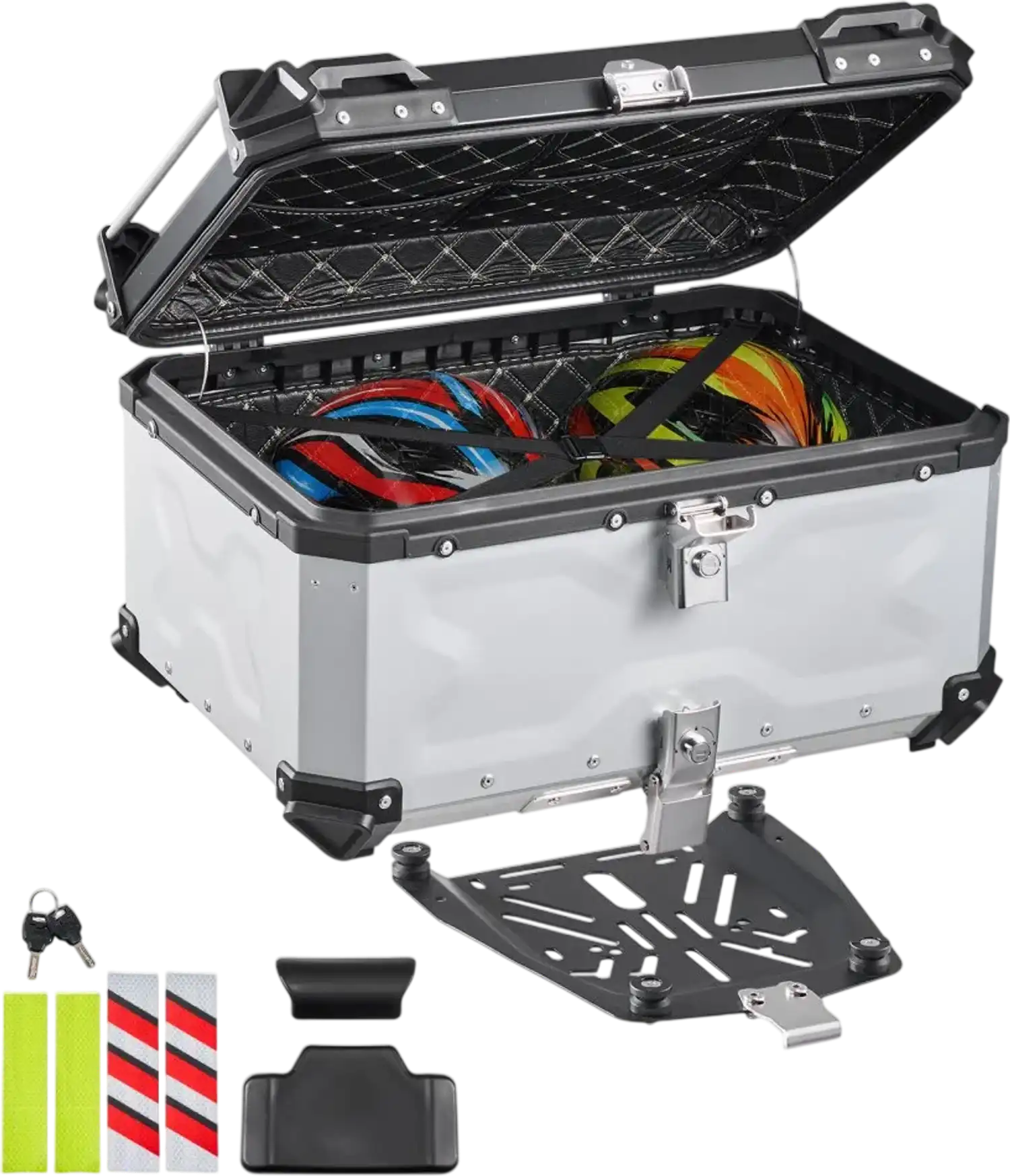 Vevor Motorcycle Top Case 65L Aluminum Hard Tail Case Waterproof Detachable Top Box New