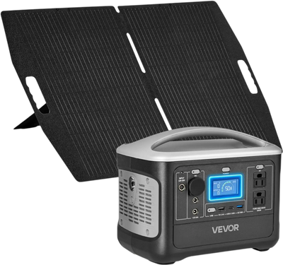 Vevor Portable Power Station 600W 493Wh with 100W Solar Panel New