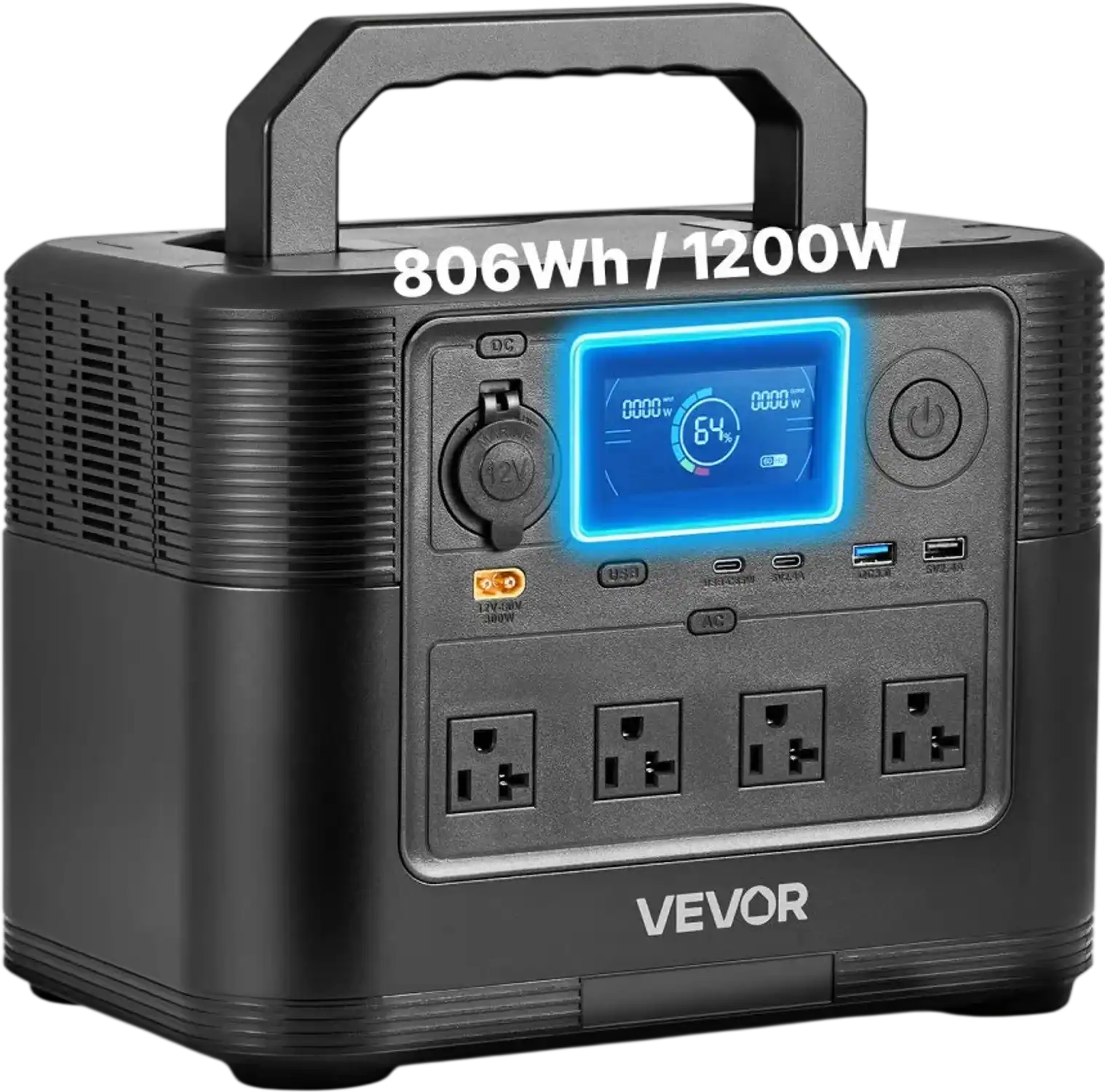 Vevor Portable Power Station 1200W 806Wh LiFePO4 Battery Backup New
