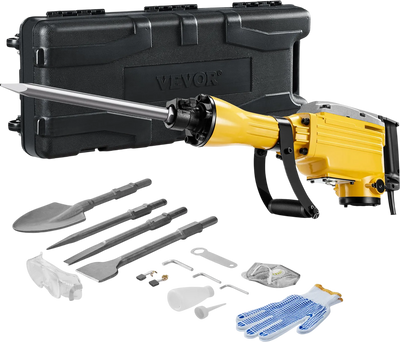 Vevor Demolition Jack Hammer 1350 BPM 2200W with 4 Chisels Carrying Case New