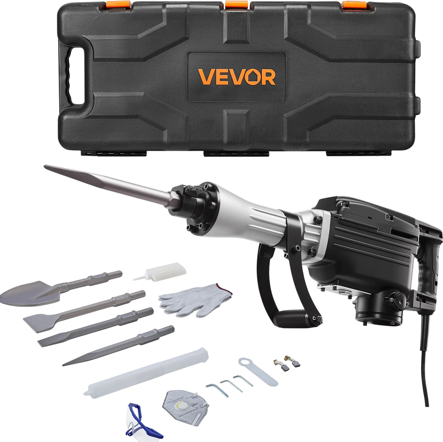 Vevor Demolition Jack Hammer 1200 BPM 2800W with 4 Chisels Carrying Case New