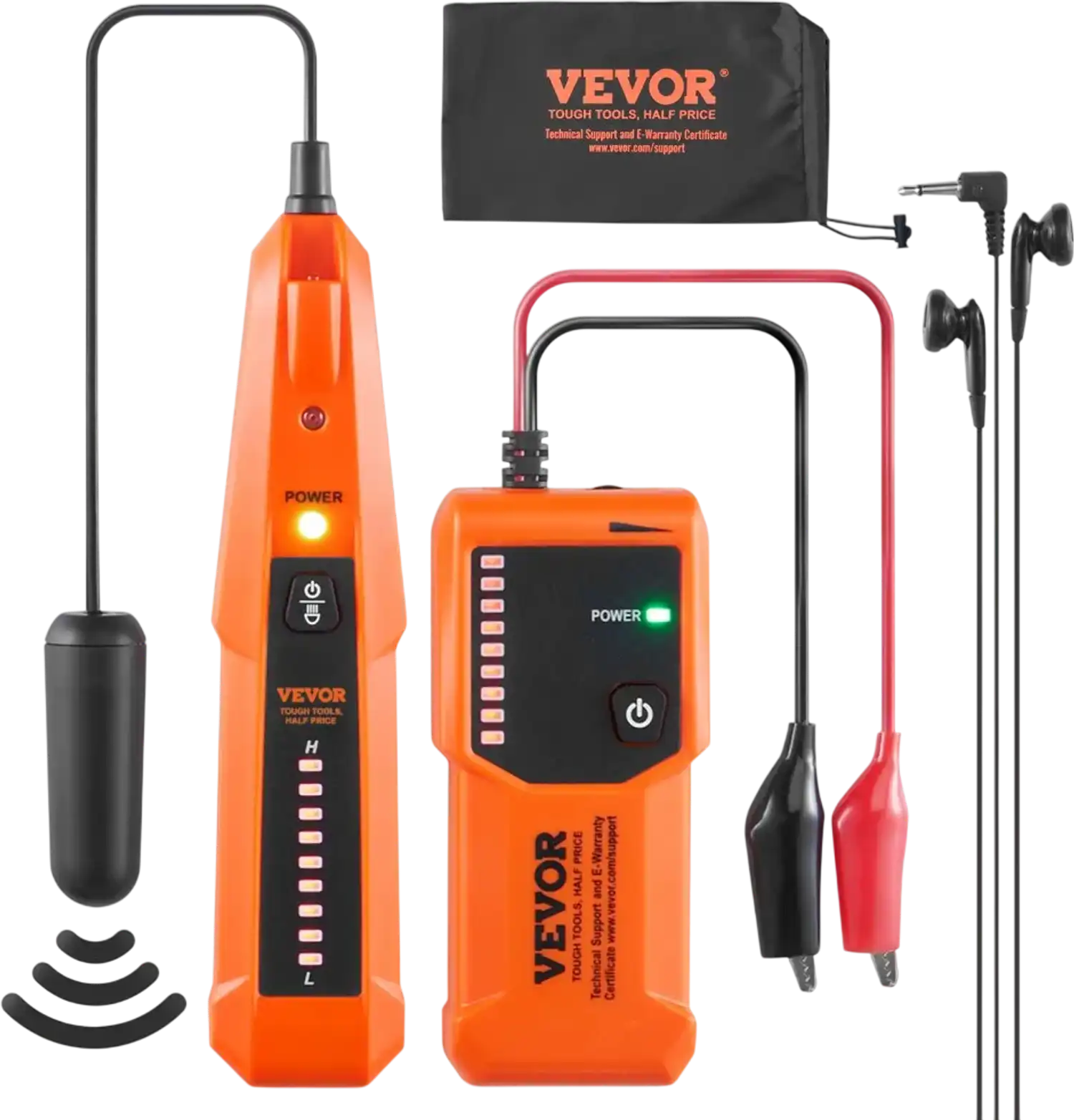 Vevor Underground Cable Locator Wire Tracer Break Detector with Earphone 1000' Detection Length New