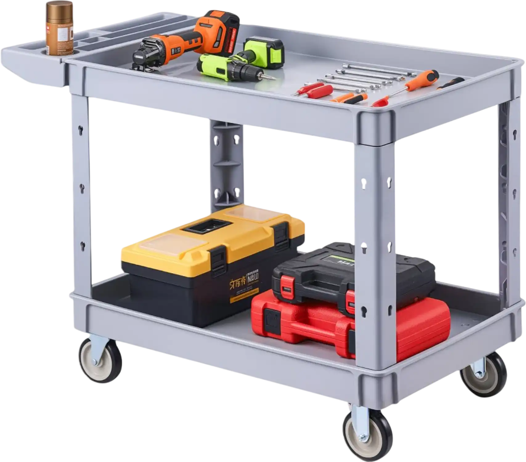 Vevor Utility Cart 2-Tier 550 lbs Rolling Service Cart Gray New