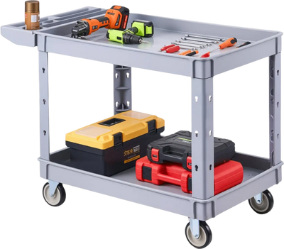 Vevor Utility Cart 2-Tier 550 lbs Rolling Service Cart Gray New