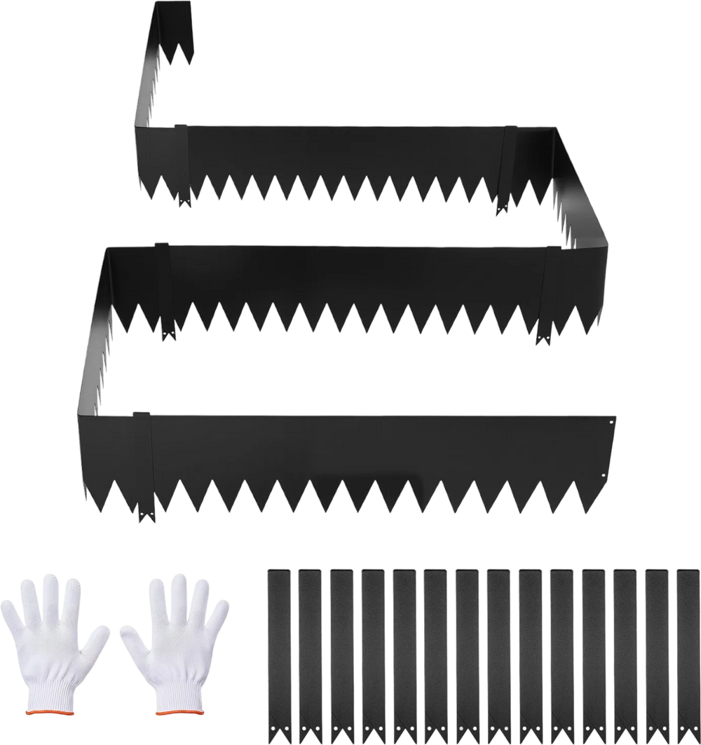 VEVOR Galvanized Steel Landscape Edging, 24-Pack 40 x 8 Inch Metal Edging for Landscaping with 26 Mounting Clips, Heavy Duty Metal Garden Edge Border for Flower Bed, Yard Pathway, Black