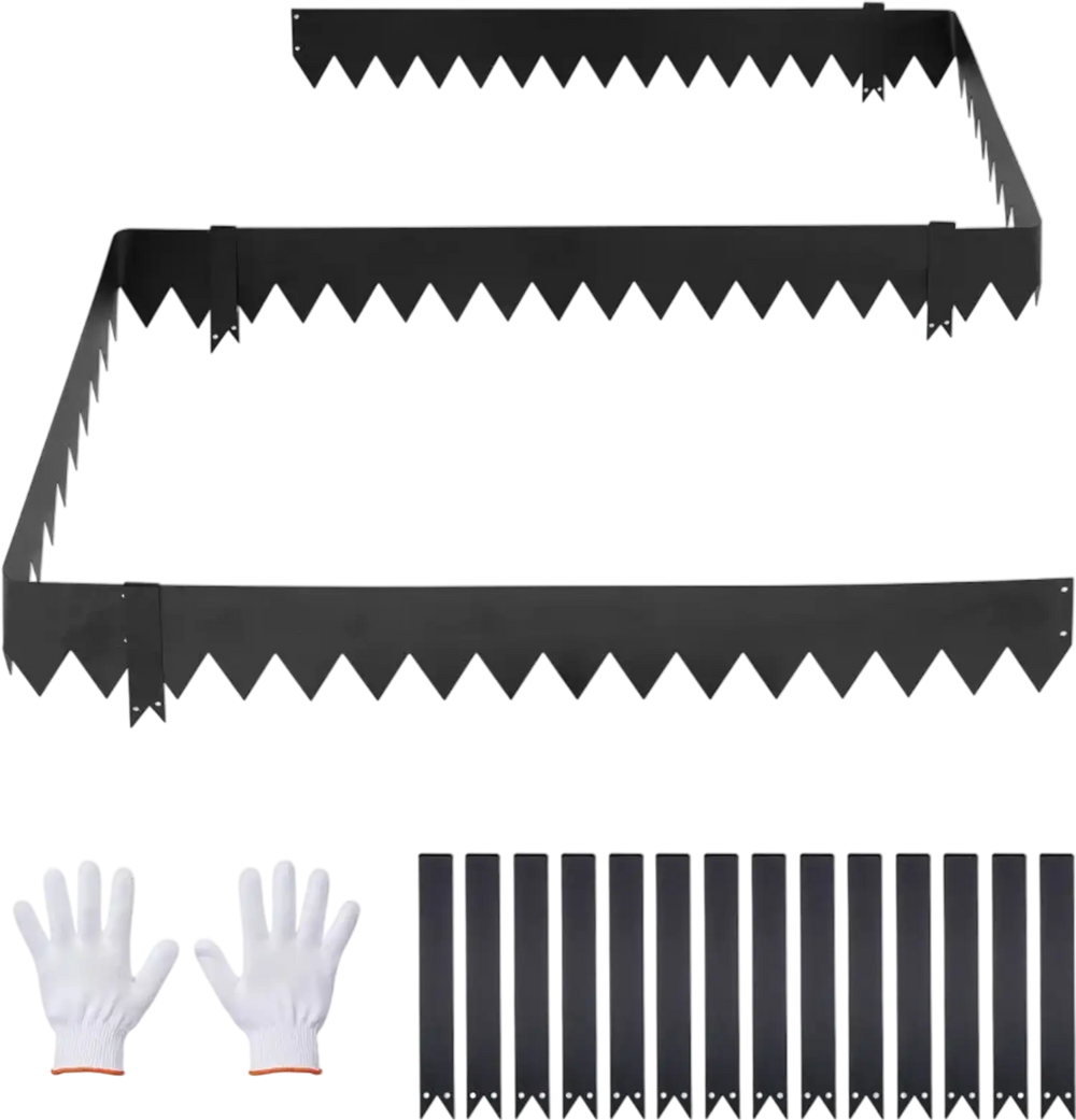 VEVOR Galvanized Steel Landscape Edging, 12-Pack 40 x 6 Inch Metal Edging for Landscaping with 14 Mounting Clips, Heavy Duty Metal Garden Edge Border for Flower Bed, Yard Pathway, Black
