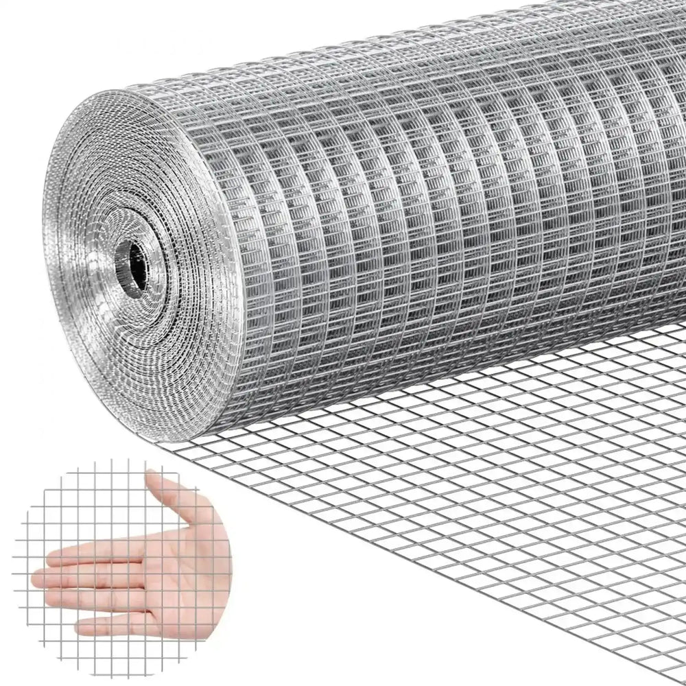VEVOR Hardware Cloth 1/2 inch 24 inch x 25 ft 19 Gauge Chicken Wire Fence, Hot-Dip Galvanized After Welding Metal Wire Mesh Roll, Garden Plant Welded Fencing Roll Supports Poultry Netting Cage Fence
