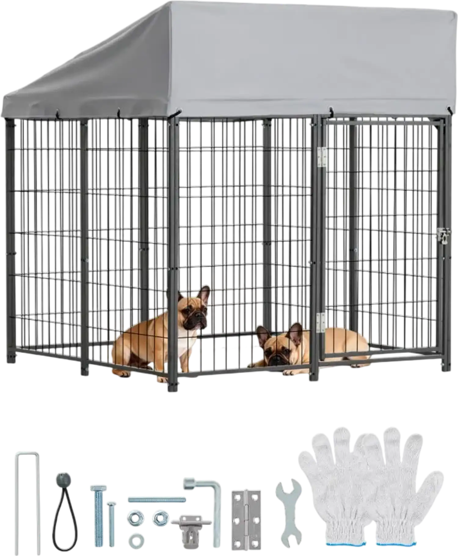 Vevor Dog Kennel Outdoor Large 3.67 x 3.78 x 4.1' Secure Lock Roof Cover New
