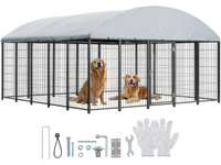 VEVOR Outdoor Dog Kennel, 9.8 x 9.8 x 5.4 ft Large Dog Kennel with Secure Lock, Outside Dogs Enclosures with UV-Resistant & Waterproof Roof Cover, Heavy Duty Pet Crate Cage Run for Large Dogs