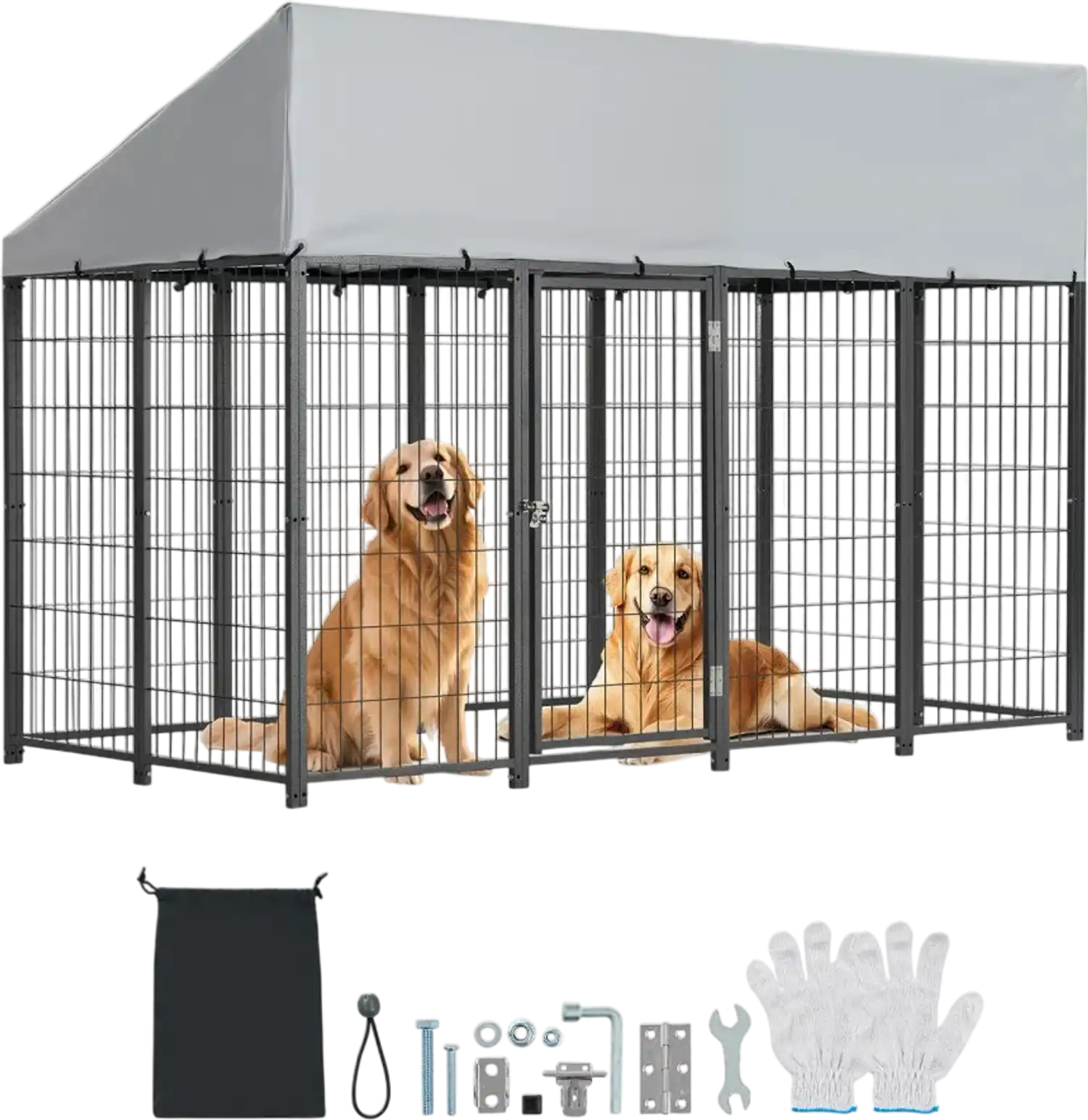 Vevor Dog Kennel Outdoor Heavy-Duty 7.87 x 3.94 x 5.4' with Roof Cover New