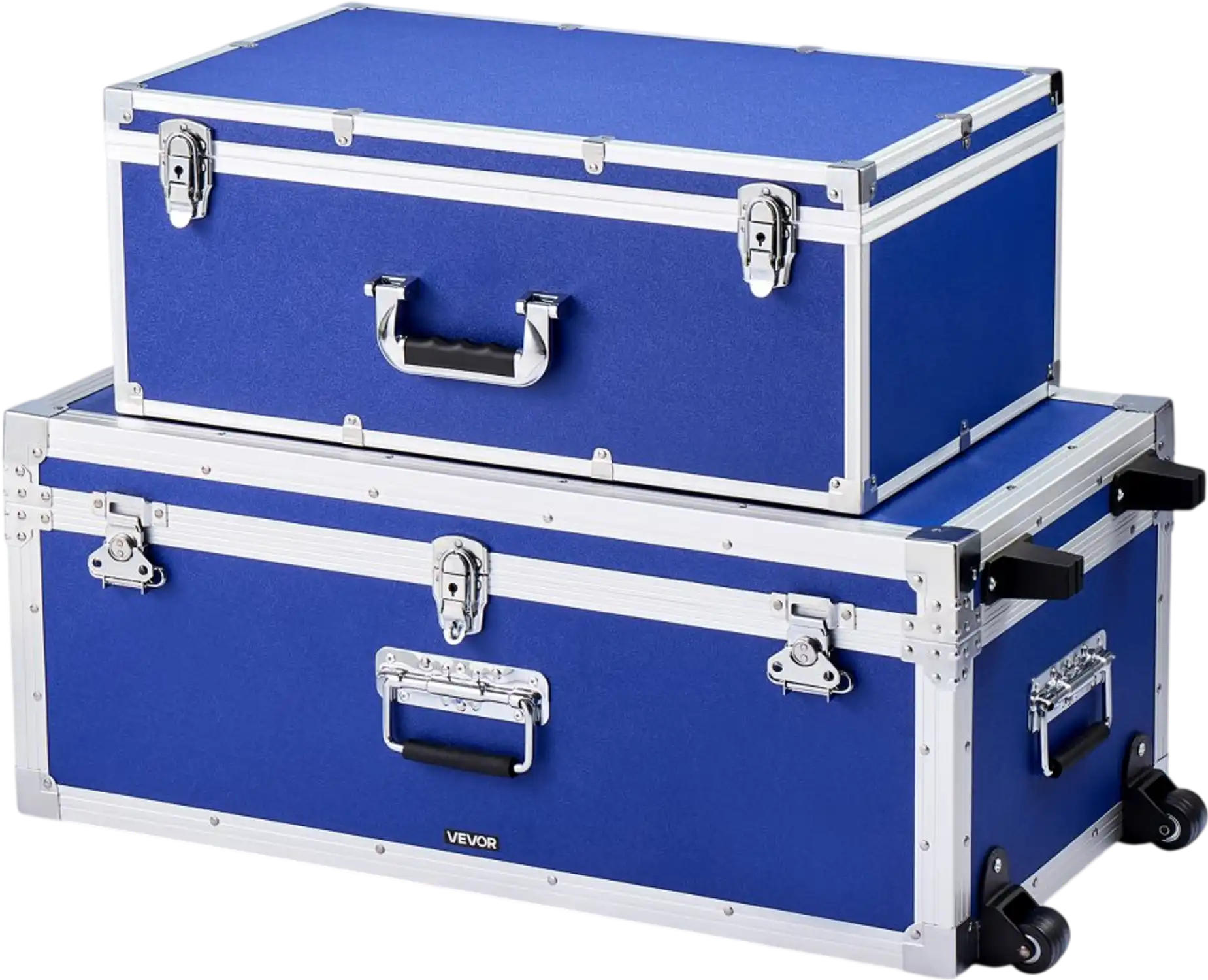 Vevor Storage Trunk Set of 2 Blue Wooden Suitcase Storage Boxes New