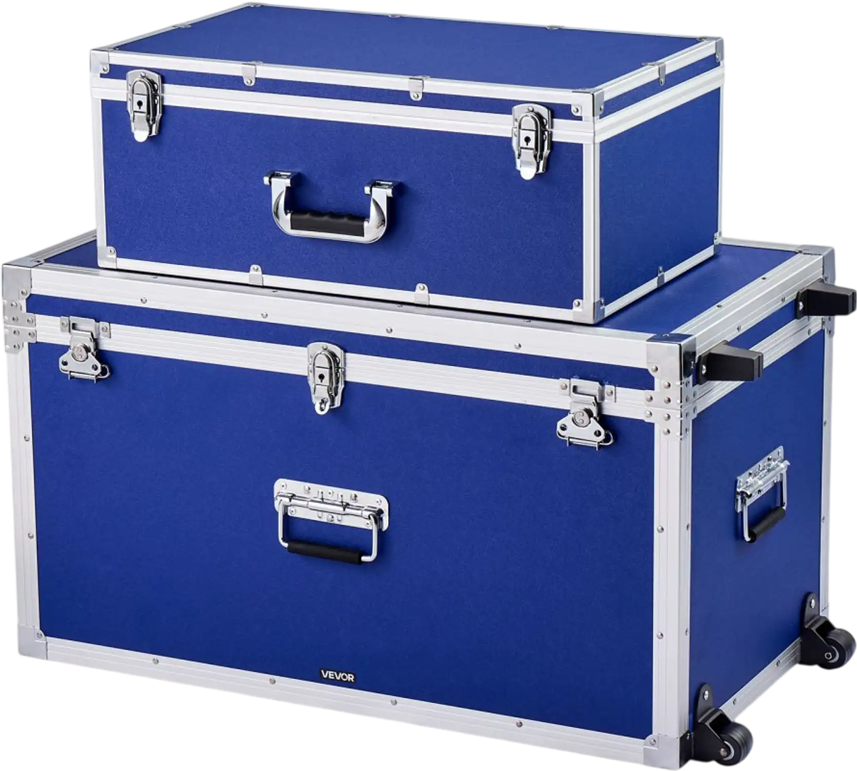 Vevor Storage Trunk Set of 2 Blue Wooden Suitcase Storage Boxes with Padlocks New
