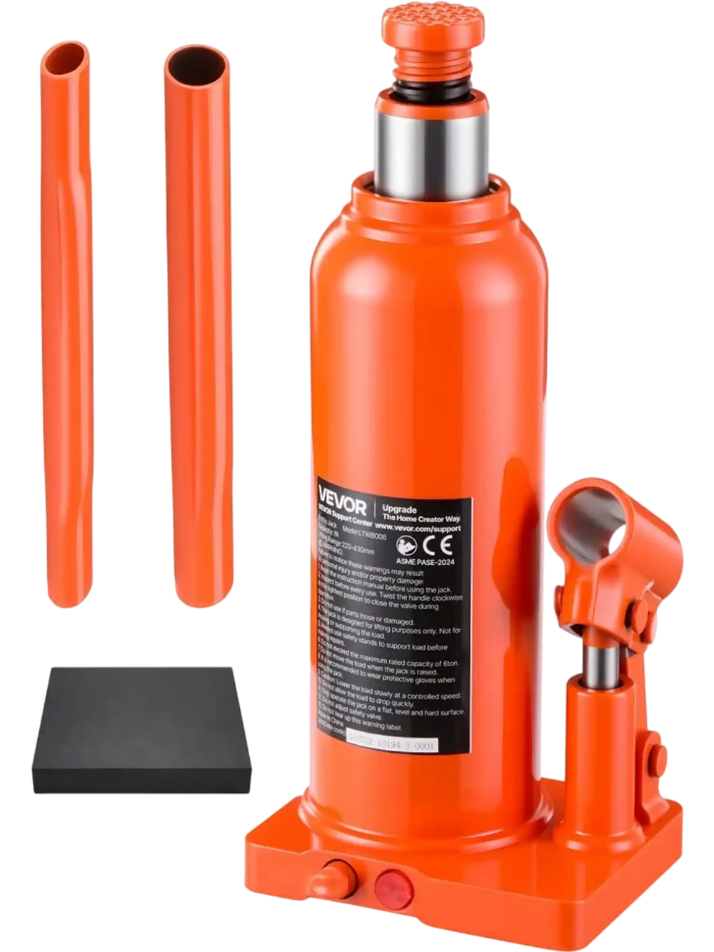 VEVOR Hydraulic Bottle Jack 6 Ton (13227.7 lbs) 8.66"-16.93" Lifting Range, for Full-Size SUV, Light-Duty Pickup, Commercial Van, Auto Repair House Lift, Multi-Directional Welded Jack with Long Handle