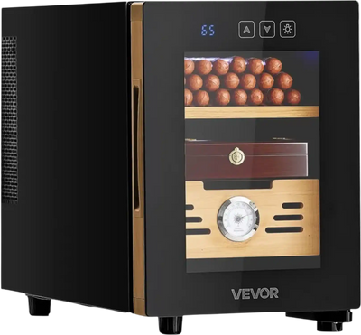 Vevor Electric Humidor Cabinet 16L 100-Count Temperature-Controlled Spanish Cedar New