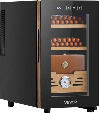 VEVOR Electric Humidor, 23L, 150 Counts Electric Cigar Humidor Cabinet with Cooling Temperature Control, Spanish Cedar Wood Shelves & Drawers, Mechanical Hygrometer, 3 Layers, Cooler for Household