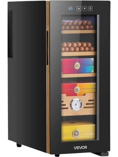 VEVOR Electric Humidor, 33L, 250 Counts Electric Cigar Humidor Cabinet with Cooling Temperature Control, Spanish Cedar Wood Shelves & Drawers, Mechanical Hygrometer, 4 Layers, Cooler for Household