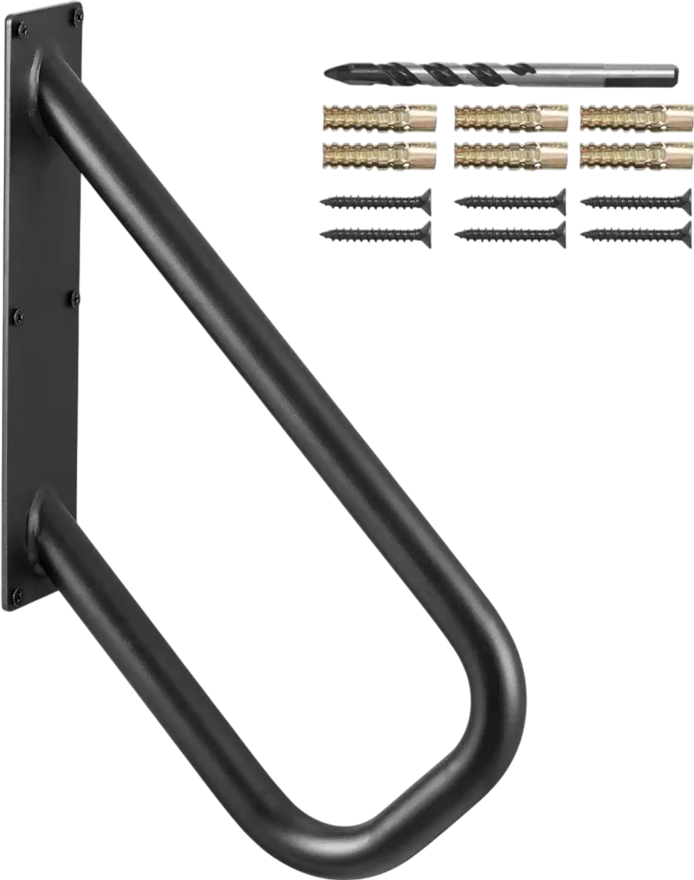 VEVOR Handrails for Outdoor Steps, 18.9" Length 1.3"Pipe Wall Mount Safety Railings for 1-2 Steps, Stair Handrail with Matte Black Finished,for Garden,Yard and Garage & Elderly,Pregnant Women, Disable