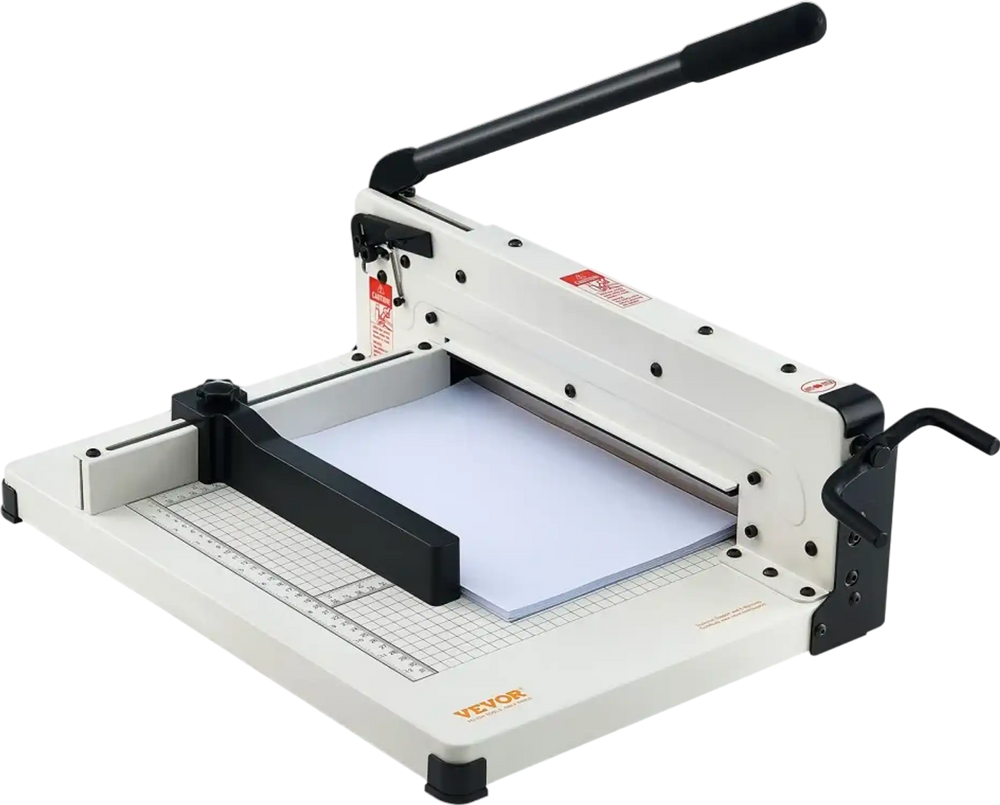 VEVOR Heavy Duty Paper Cutter, 12" Industrial Commercial Guillotine Paper Cutter for A4 Paper, 400 Sheet Capacity, Solid Steel Construction, Stack Paper Trimmer for Office Home School Shop, White