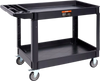 VEVOR Utility Service Cart, 2 Shelf 550LBS Heavy Duty Plastic Rolling Utility Cart with 360° Swivel Wheels (2 with Brakes), Large Lipped Shelf, Ergonomic Storage Handle for Warehouse/Garage/Cleaning
