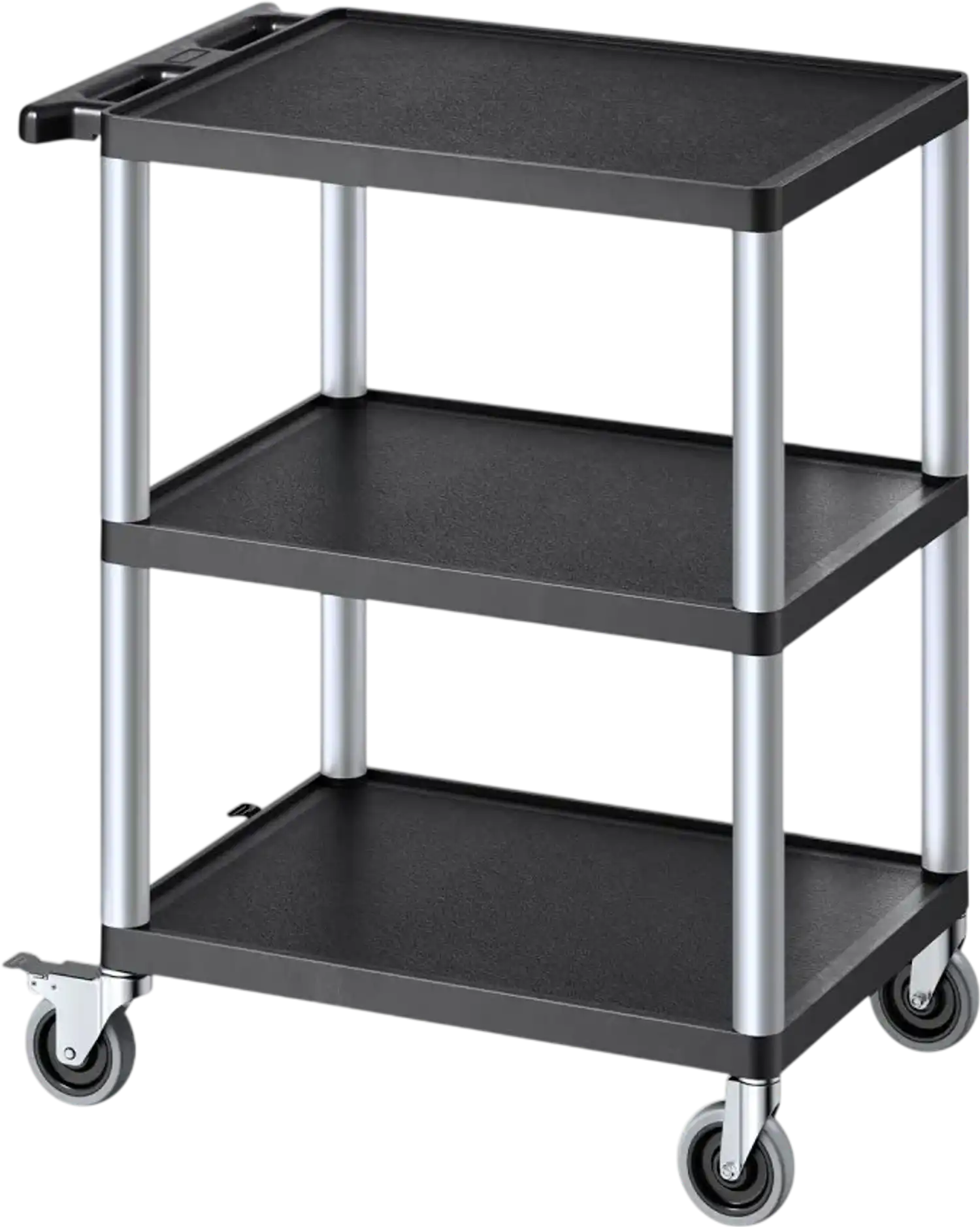 Vevor Utility Cart 3-Shelf Wheeled Service Cart 300 lbs 27.6 x 18.1