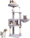 VEVOR Cat Tree for Indoor Cats, 45.2" Cat Tower with Cat Condo, Sisal Scratching Post, Hammock, Top Perch, Jumping Platforms, Large Cat House with Hang Ball, Cat Furniture Activity Center, Light Grey