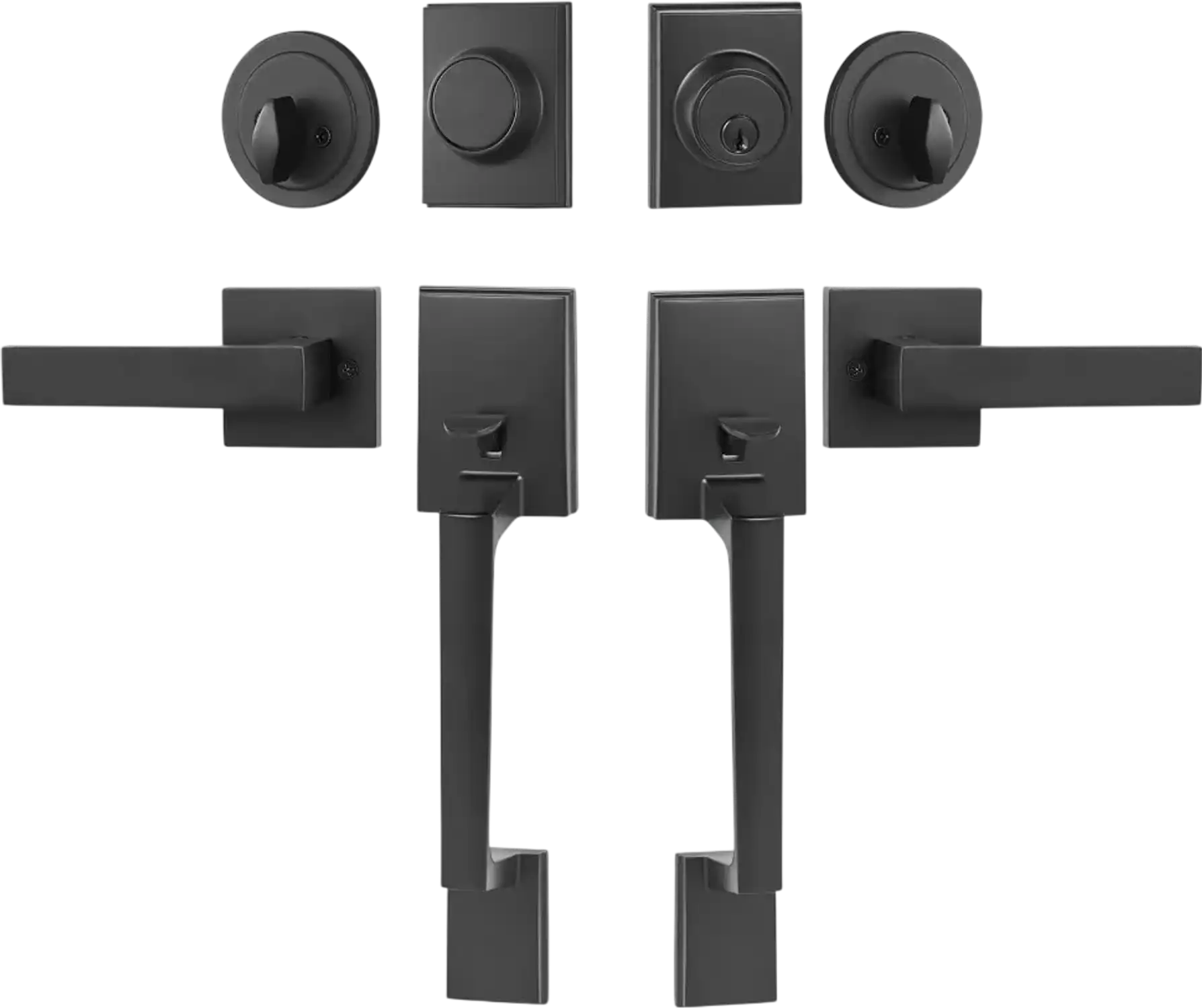 Vevor Door Handle Set Double Door Matte Black Square Lever New