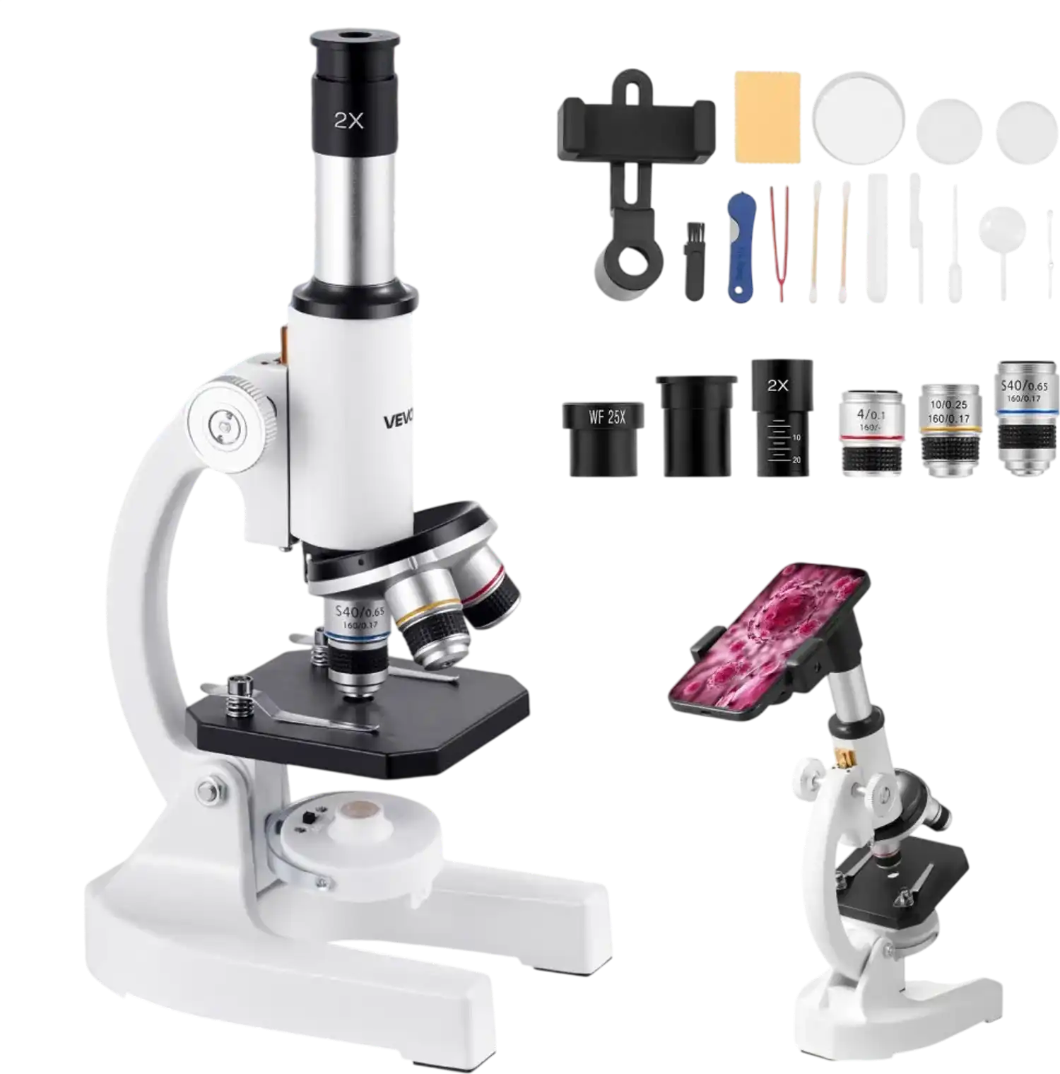 Vevor Microscope Professional Monocular Compound 40-2000X Kit New