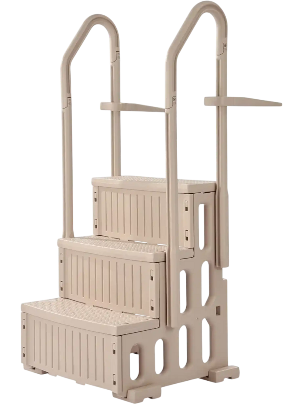 VEVOR Swimming Pool Ladder, 3-Step Double Handrails Stairs with Non-slip Heavy Duty Steps, Max Load Capacity 400 lbs, for 36-48 Inch Inground & Above-ground Pools of Any Decking Surface, Taupe