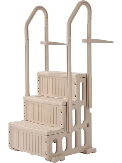 Vevor Pool Ladder 3-Step Double Handrails Taupe New